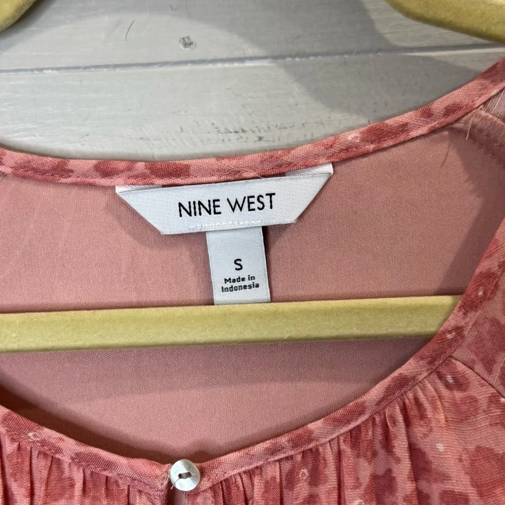 Nine West Pink and White Pleated Maxi Sundress Size Small